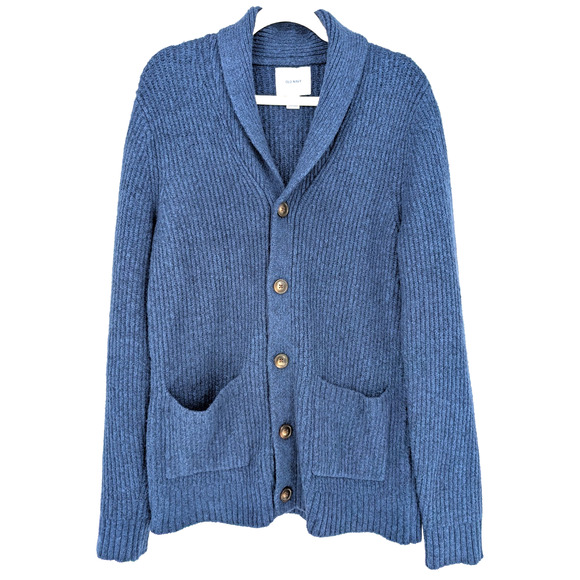 Old Navy Womens Blue Chunky Oversized Grandpa Grunge Ribbed Cardigan Sweater MED - Picture 1 of 8